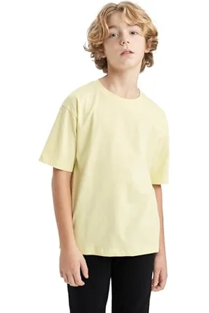 DeFacto B5927A8 T-Shirt pour Garçons - T-Shirt Tendance Et de Haute Qualité pour Garçons - T-Shirt pour Enfants Garçons, Yellow
