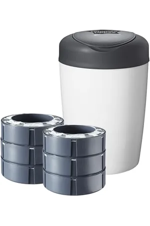 tommee tippee Plastique Poubelle à Couches Simplee, Comprend 6x Recharge avec GREENFILM Antibactérien D’Origine Durable
