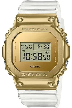 Casio Montre Quartz Homme 50.00mm avec Cadran Or Digitale et Bracelet en Plastic/Resin Strap Blanc GM-5600SG-9ER