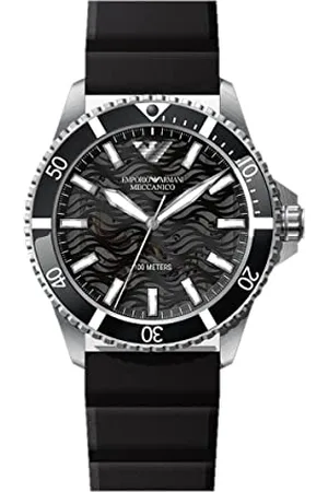 Emporio Armani Montre pour homme, mouvement automatique à trois aiguilles, 42 mm, boîtier en acier inoxydable avec bracelet en silicone, AR60062