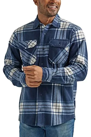 Wrangler Veste Chemise en Polaire à Carreaux à Manches Longues Bouton Bas, , XXL Homme