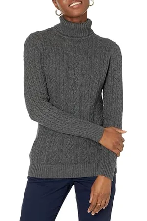 Amazon Pull Col Roulé en Maille Torsadée Style Irlandais (Grandes Tailles Disponibles) Femme, , XL