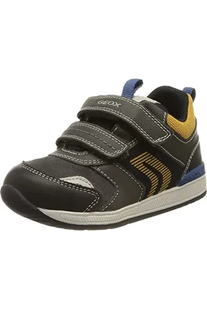 Geox Bébé Garçon B Rishon Boy B Premiers Pas, Anthracite/Yellow, 19 EU