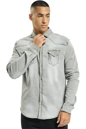 Brandit Riley Denim Shirt Long Sleeve, color: grey denim, size: XL