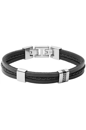 Fossil Bracelet Pour Hommes Vintage Casual, Longueur : 180mm - 195mm Bracelet En Cuir Noir, JF03686040