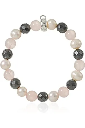 Thomas Sabo X0188-581-7 Bracelet à breloque pour femme, en argent Sterling 925 et perles de culture d’eau douce/quartz rose/hématite