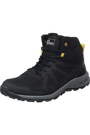 Jack Wolfskin Homme WOODLAND 2 TEXAPORE MID M Chaussure de Marche, Noir / Burly Jaune Xt, 47 EU