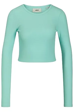 JJXX JXFELINE LS Rib Tee Noos T-Shirt à Manches Longues, Aruba Blue, L Femme