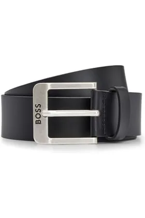 HUGO BOSS Hommes Jemio Sz40 Ceinture en cuir de buffle avec boucle logo et garniture argentée
