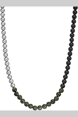 Armani Exchange Collier de perles, en serpentine verte, pour homme, AXG0140040