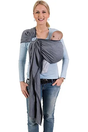 Hoppediz Ring-Sling, Porte-bébé pour les Nouveau-nés et Bébés, Écharpe de portage avec deux anneaux en aluminium, 0-36 mois, 3-20 kg