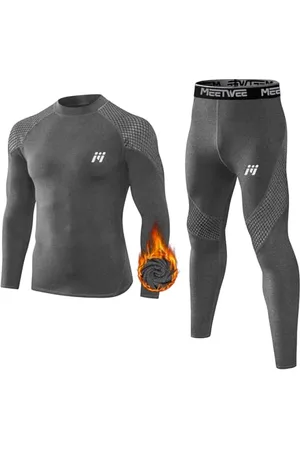 MEETWEE Sousvêtements Thermiques pour Homme, Hiver Respirant Sousvêtements Thermiques Ensemble Long Chemise Thermique et Pantalon Thermique Combinaison de Compression pour Homme Ski