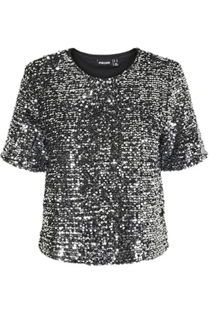 Pieces® Pcserena Sequin SS O-Neck Top Mm T-Shirt, , L Femme