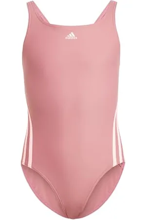 adidas Fille 3-Stripes Swimsuit, Preloved Crimson/Pink Spark, 14-15 Years