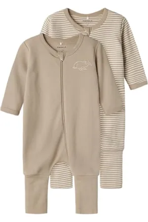 NAME IT NBNNIGHTSUIT 2P Zip FF Y/D Core 2 Noos Foot, , 68 Bébé Unisexe