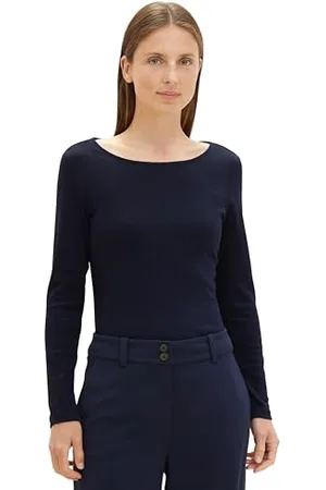 TOM TAILOR 1041146 T-Shirt à Manches Longues, 10668 – Sky Captain Blue, L Femme