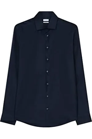 Seidensticker Chemise business homme - coupe slim - sans repassage - col Kent - manches longues - 100 % coton
