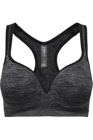 ONLY Onpmartine Seamless Sports Bra Opus Soutien-Gorge, Noir (Black Details : Melange), S Femme