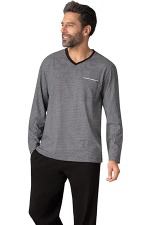 Eminence Pyjama Long col V Homme Business Taille : 2/S - Couleur : Imprimé et Blanc-Blanc