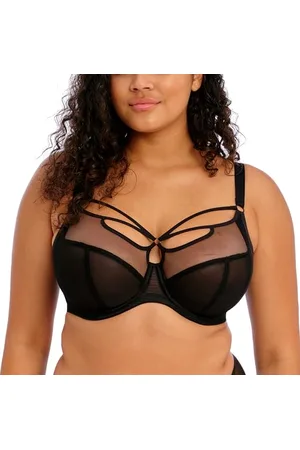 Elomi Sachi Soutien-Gorge Plongeant pour Femme : Design frappant avec détails filaires Tendance, Bonnets doublés de Coton DD+, Noir, 38GG