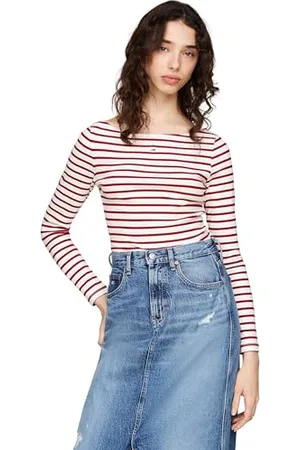 Tommy Hilfiger Femme TJW BRETON STRIPE LS DW0DW19817, Red (Regatta Red / Multi), M
