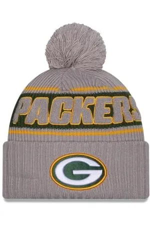 New Era Green Bay Packers NFL 2024 Sideline Sport Knit Gris Bonnet à Pompon