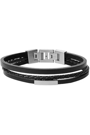 Fossil Bracelet Pour Hommes, Vintage Casual, Longueur : 180mm - 195mm Bracelet En Cuir Noir, JF03322040