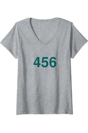 Squid Game Femme Player 456 Costume T-Shirt avec Col en V