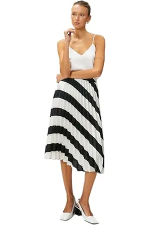 Koton A Line Satin Pleated Midi Skirt, Jupe aux Femmes,