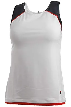 Fila Thekla Tank-Top Damen-Weiß, Dunkelblau, M Type de Haut Femme, Blanc, m