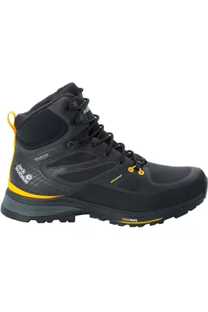 Jack Wolfskin Homme FORCE TREKKER TEXAPORE MID M Chaussure de Marche, Noir / Burly Jaune Xt, 45 EU