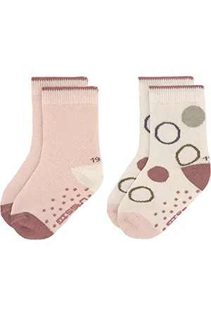 LÄSSIG LÄSSIG Chaussettes unisexes antidérapantes pour enfants Lot de 2/ Blanc cassé/rose poudré Taille 23-26