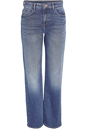 Noisy May Jeans Droite Taille Normale Denim Pantalon Large Fermeture éclair NMYOLANDA, Couleurs:Bleu, Taille:31W / 32L, Longueur de Jambe:L32