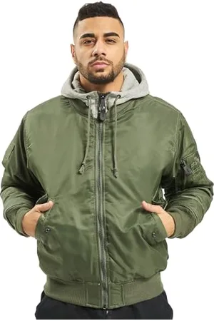 Brandit MA1 Sweat Hooded Jacket, color: oliv+grey, size: M