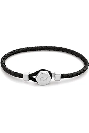 Calvin Klein Bracelet en Cuir Tressé pour Homme Collection LATCH Couleur Noire - 35000260