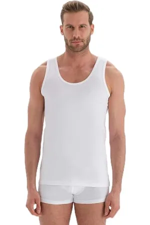 Dagi Sans Manches, col en U, débardeur régulier Vest, Blanc, L Hommes