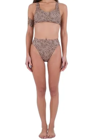 Hurley Max Leopard Moderate Tab Side High Waist Culotte de Bikini, , XS Femme
