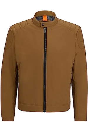 HUGO BOSS Hommes Ocasey Blouson de Motard Slim Fit en Toile imperméable