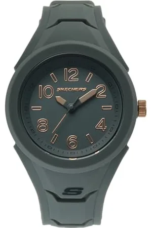 Skechers Set cadeau pour femmes, mouvement à trois aiguilles, boîtier de 38 mm en silicone gris avec bracelet en silicone, SR9059
