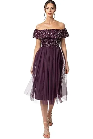 Maya Deluxe Maya Berry Embellished Halter Neck Maxi Dress Robe de Demoiselle d
