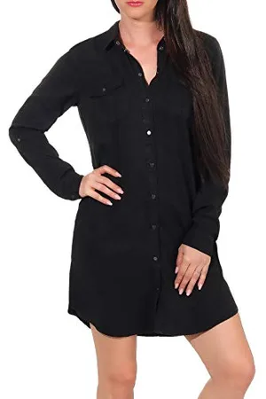 VERO MODA Vmsilla Ls Short Dress Blck Ga Noos, Robe Femme, , 38 (Taille fabricant: Small)