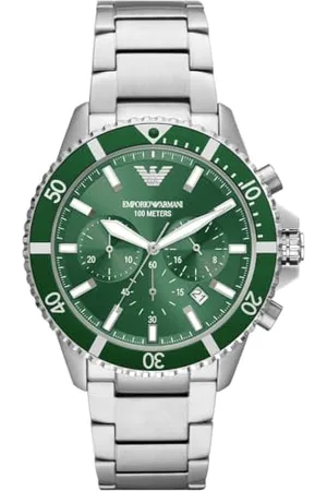 Emporio Armani Montre pour homme, mouvement à quartz, boîtier en acier inoxydable de 43 mm avec bracelet en acier inoxydable, AR11500