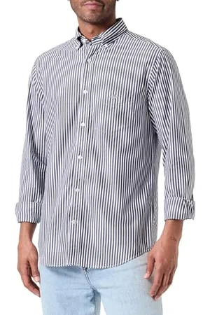 GANT Poplin Stripe Shirt Chemise À Rayures en Popeline REG, Black, XXL Homme