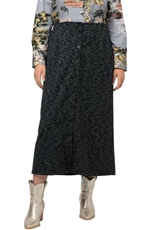 Ulla Popken Jupe en Jersey A-Line Punto Di Roma Boutons, , 48-50 Femme