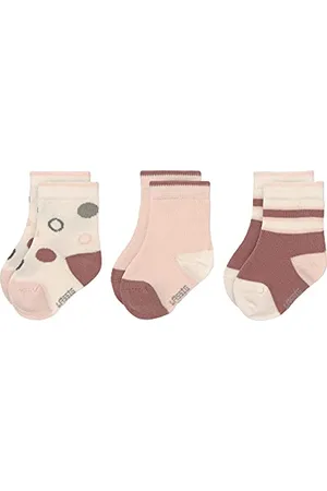 LÄSSIG LÄSSIG Chaussettes unisexes pour bébés et jeunes enfants Lot de 3/ Blanc cassé/rose poudré Taille 15-18