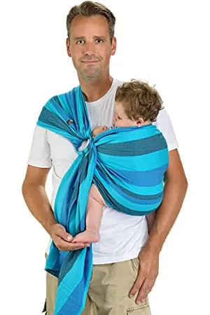 Hoppediz Ring-Sling, Porte-bébé pour les Nouveau-nés et Bébés, Écharpe de portage avec deux anneaux en aluminium, 0-36 mois, 3-20 kg
