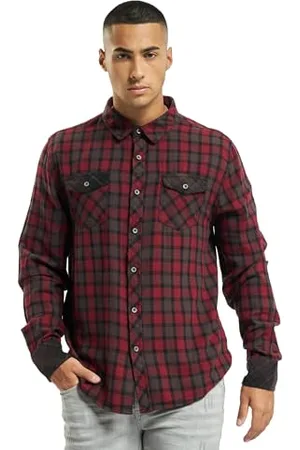 Brandit Duncan Check Shirt Long Sleeve, color: red-brown, size: XL