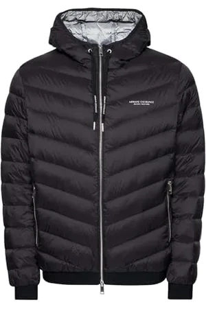 Armani Exchange Steppjacke mit Kapuze und Reißverschluss, Milano/New York Logo Jacket, , XL Hommes