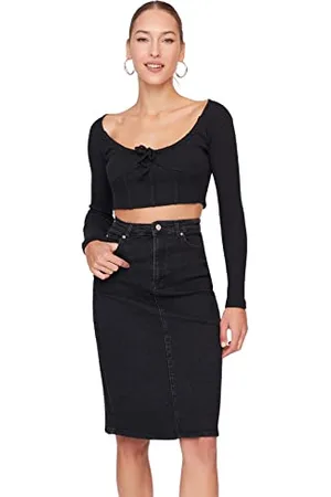 Trendyol Black Midi Jupe en Denim, , 42 Femme