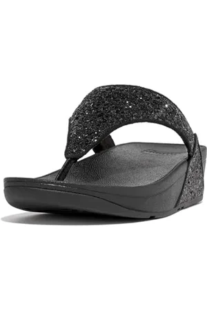 FitFlop Femme Lulu Toe-Thongs Sandales Bout Ouvert, Noir (Black Glitter 339), 43 EU